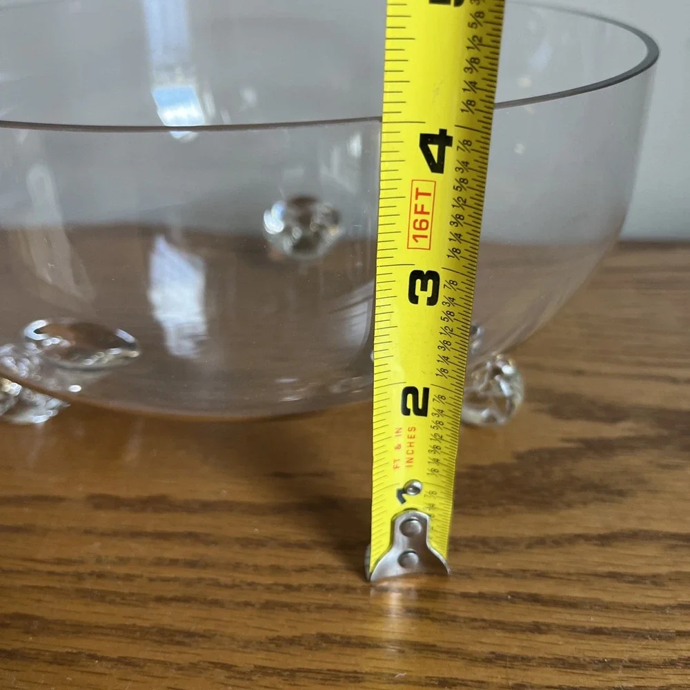 Vintage Scroll Footed Clear Glass Compote Centerpiece Bowl Lightweight Delicate